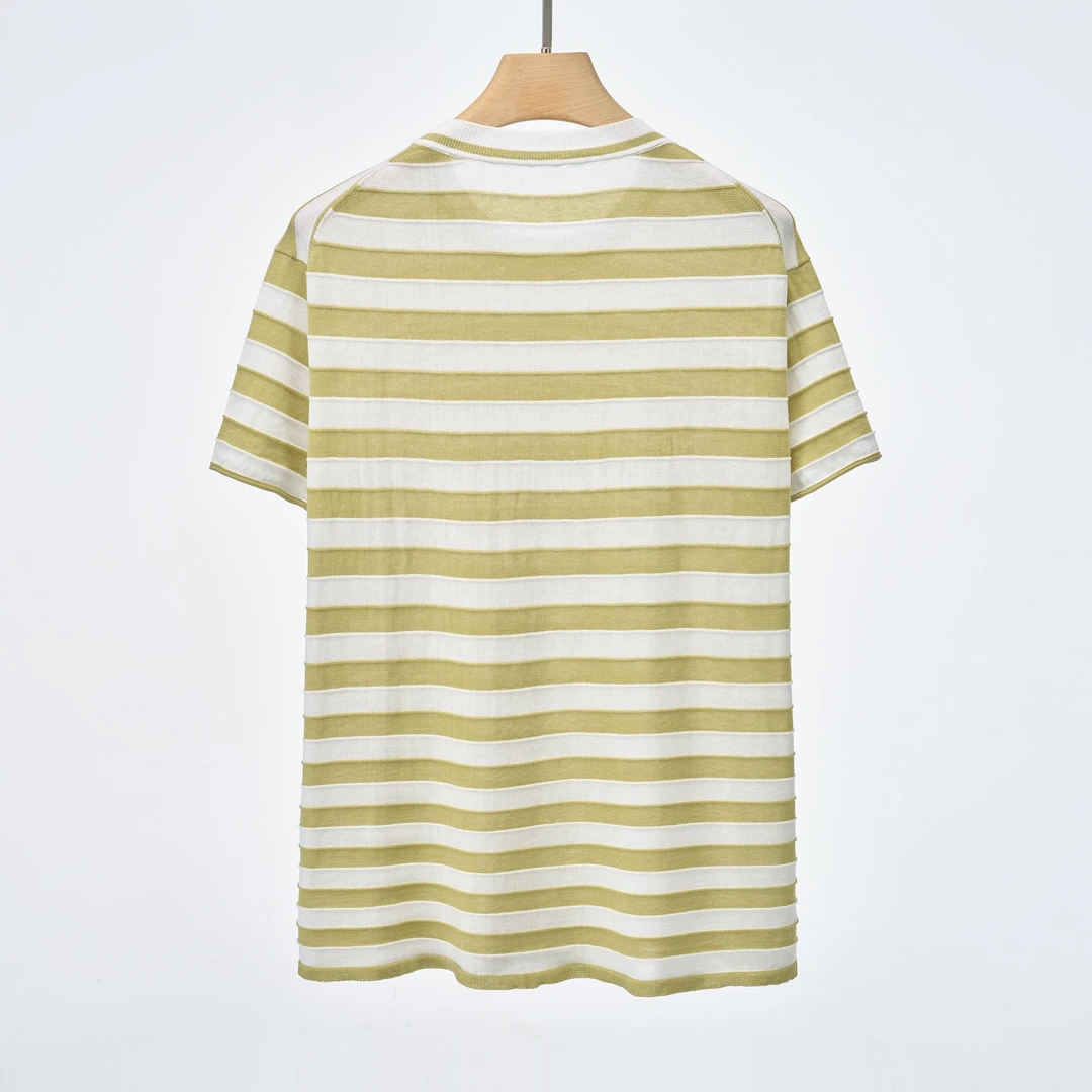 薄款百搭棉时尚夏季条纹T恤打底条纹休闲t恤圆领复古半袖宽松舒适