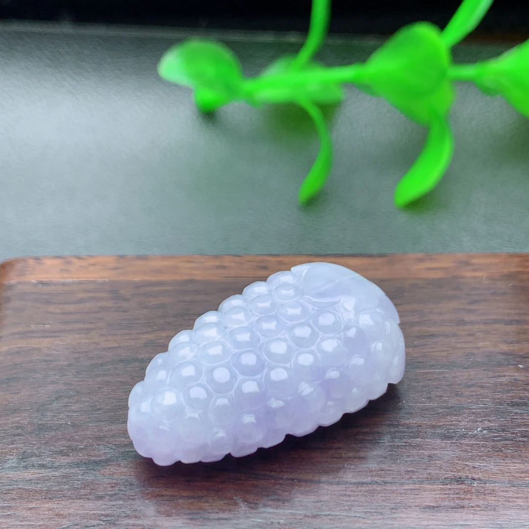 天然A货翡翠紫罗兰缅甸多子多福挂坠紫色葡萄吊坠挂件精美冰透