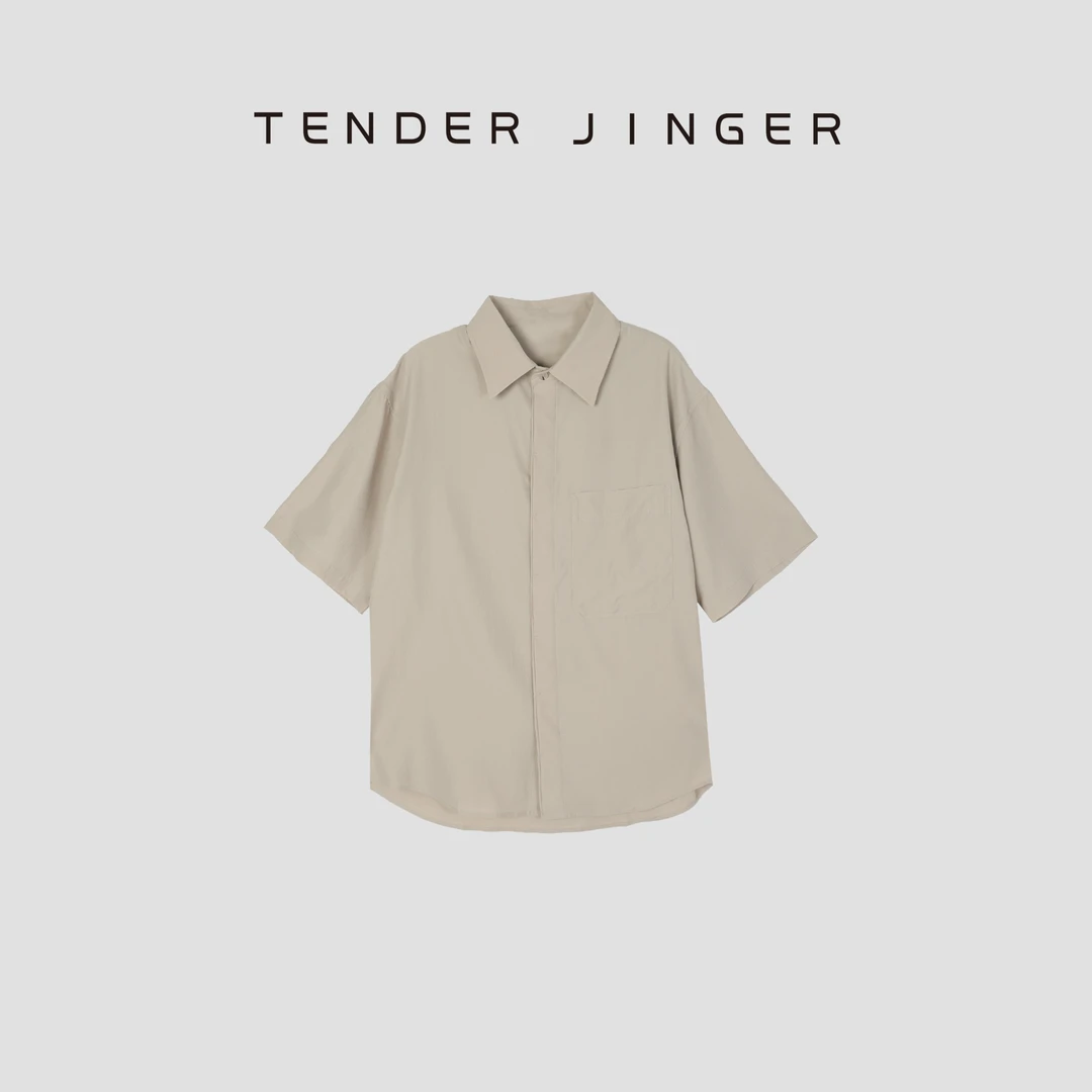 Tender Jinger【男士】夏季薄款醋酸宽松休闲短袖衬衫 T54ONE17074