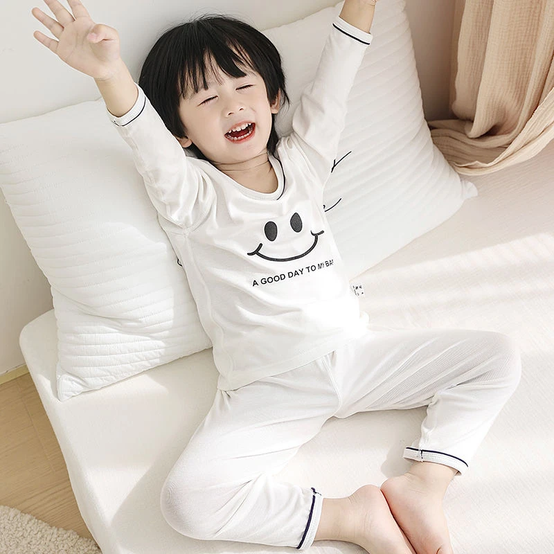 莫代尔儿童睡衣男童春季宝宝空调秋裤夏季薄款长袖男童男童睡衣