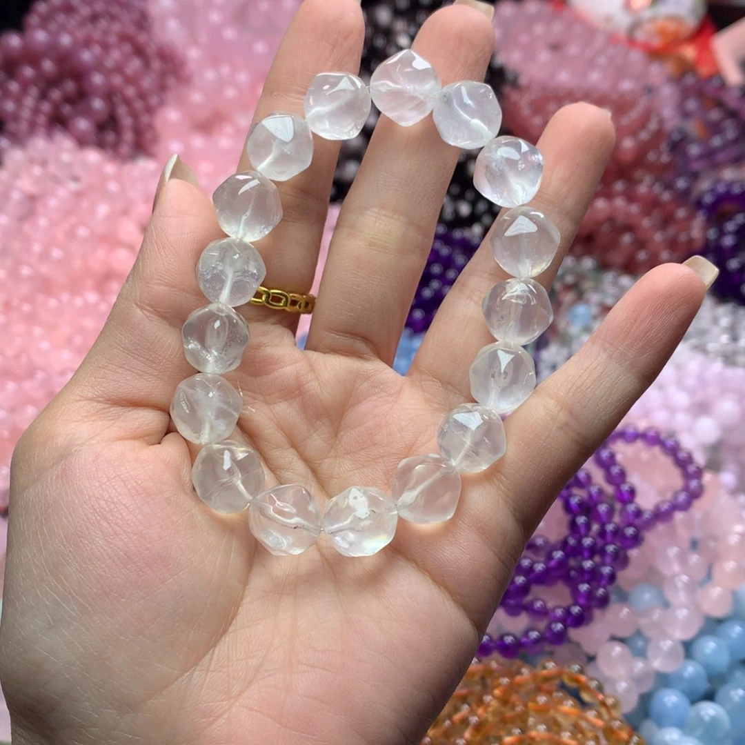 水晶手链未镶嵌奶白晶菠萝珠卡10+