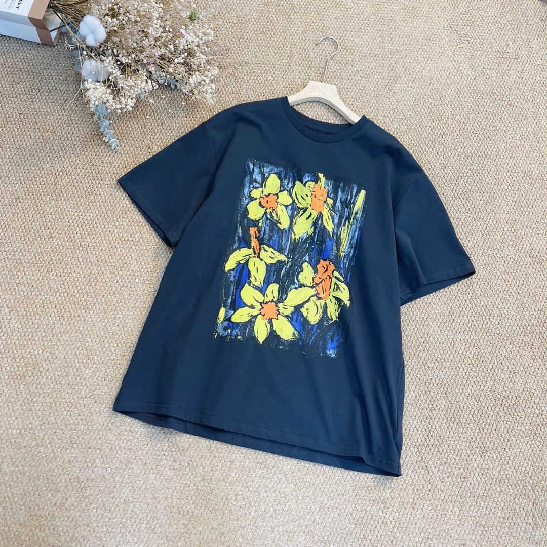 Yun Shen-「韩版印花向日葵T恤」女夏向日葵T恤8865-ZY