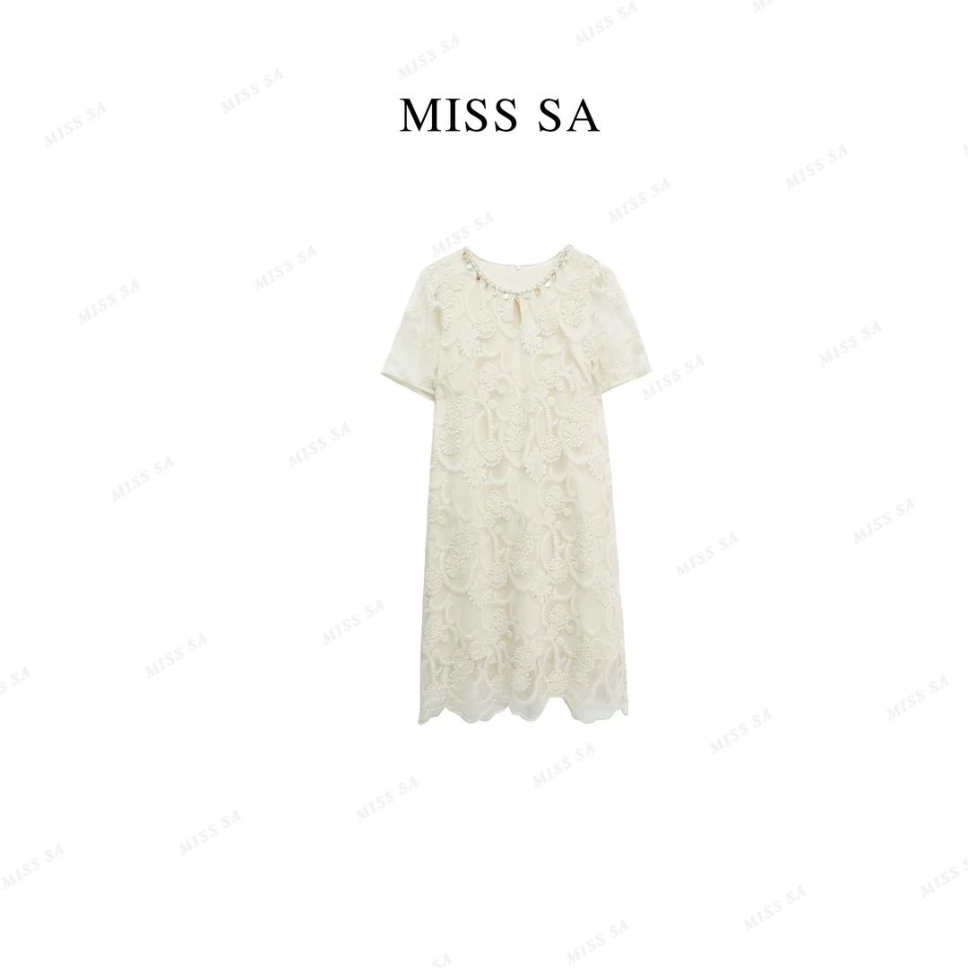 MISS SA 立体刺绣花朵 夏季新款气质显瘦百搭连衣裙 25058697