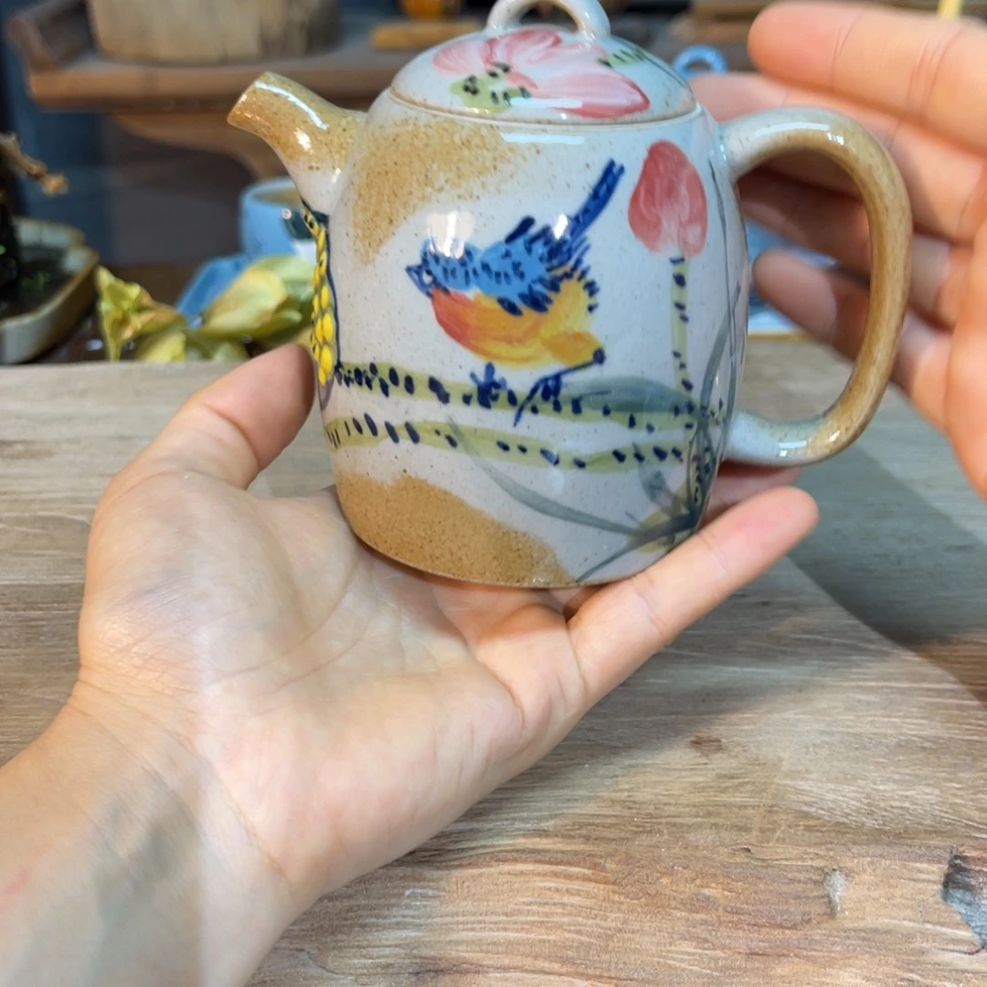 壶素浅陶瓷手工手绘