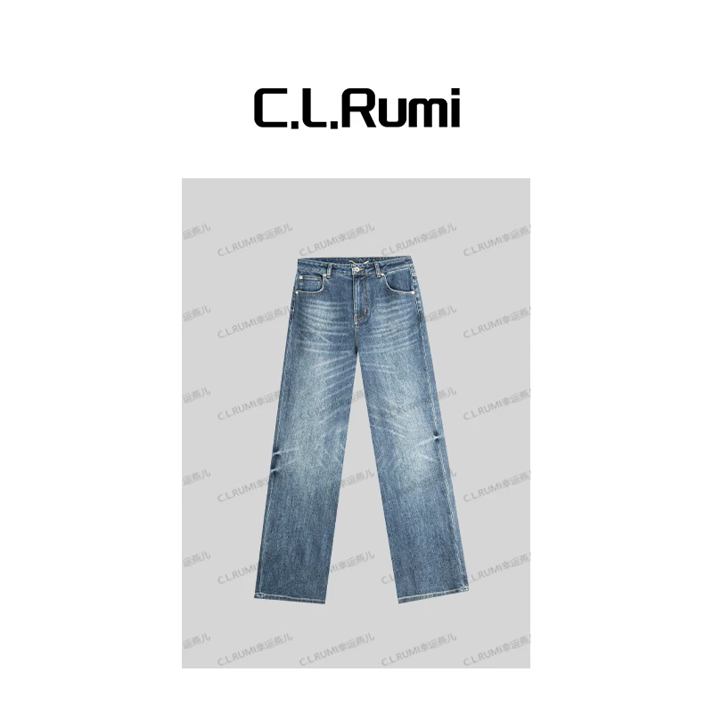 【Rumi精选】“布鲁克”25秋水洗四面弹复古显瘦宽松直筒牛仔裤7096kz