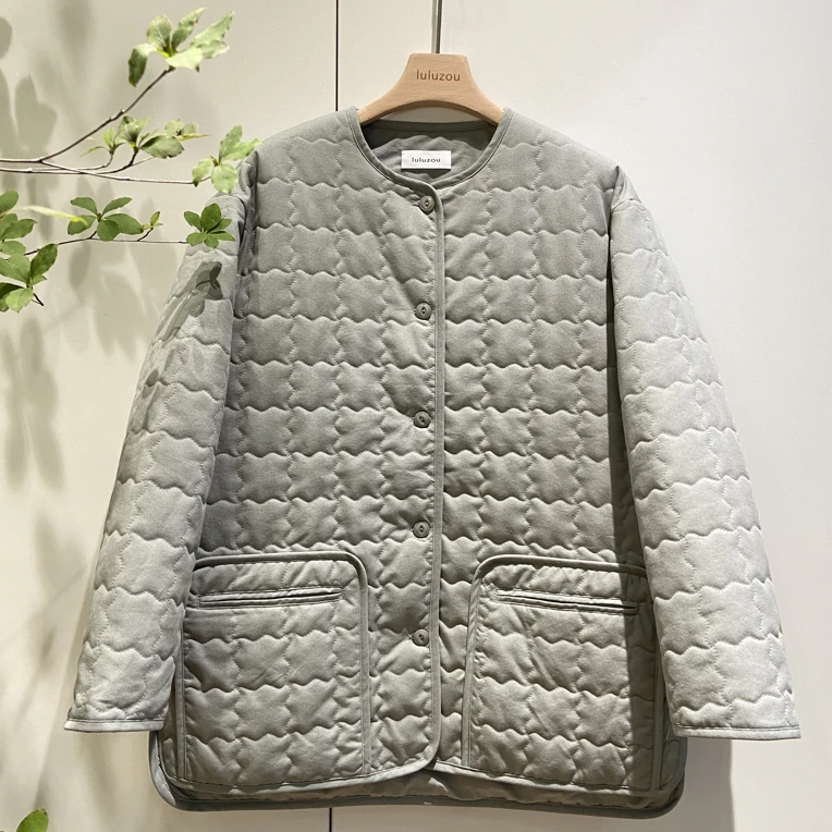 LULUZOU 单排扣圆领棉外套11801