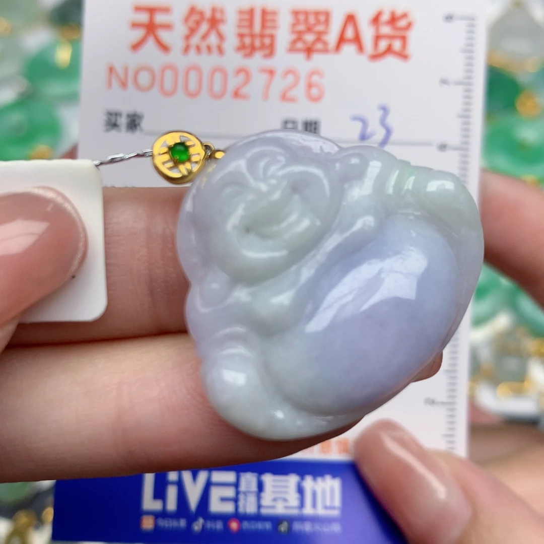 翡翠18K金镶嵌颈饰佛公
