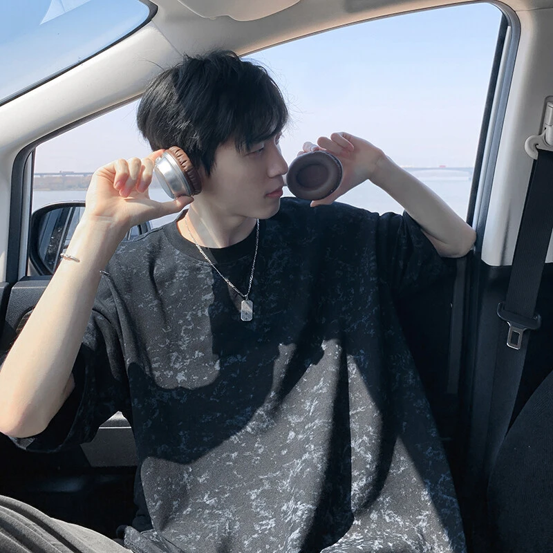 扎染重磅短袖T恤男2025夏季美式潮牌做旧百搭潮流半袖男士短袖t恤