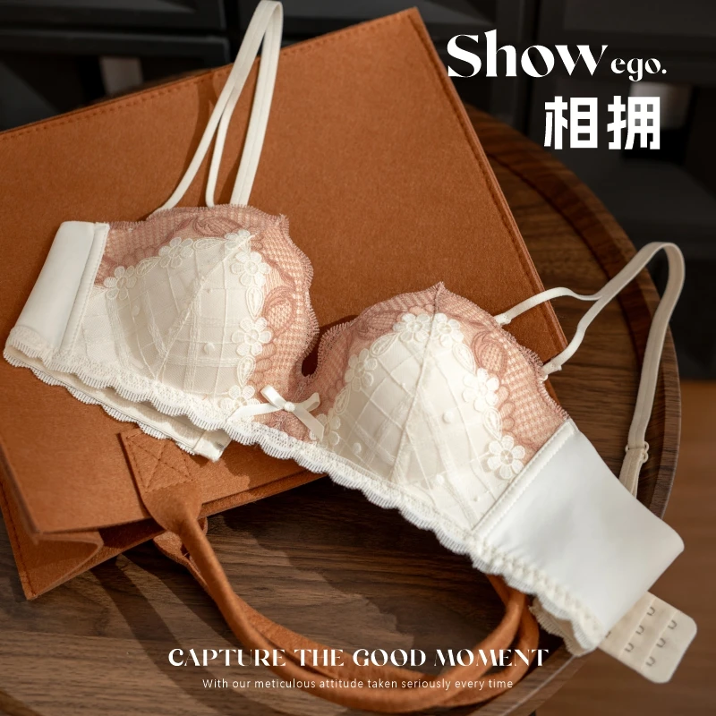【洛可可·法式蕾丝】小胸聚拢显大无钢圈上托防下垂文胸罩