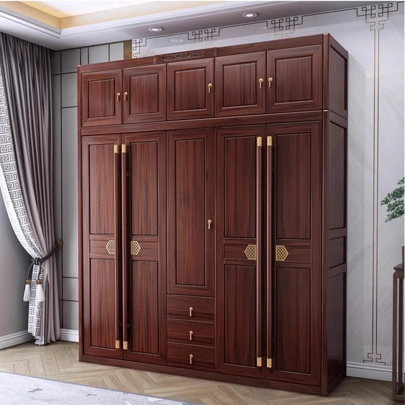 原木实木家用新中式简约主卧加厚衣柜玄关储物柜柜子轻奢卧室简约