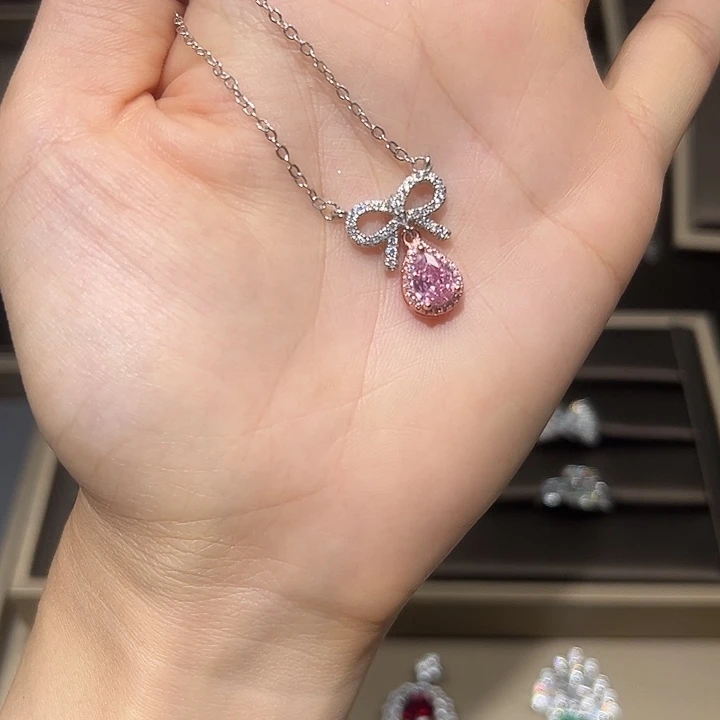 合成钻石银S925镶嵌颈饰