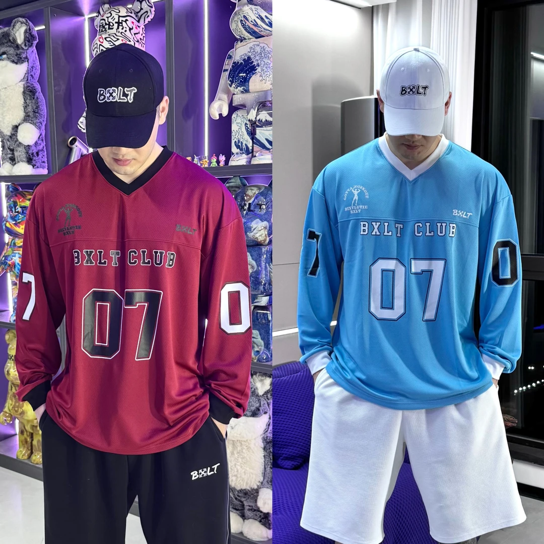 BXLT必须撸铁俱乐部美式07造型网眼棒球风运动休闲透气打底衫