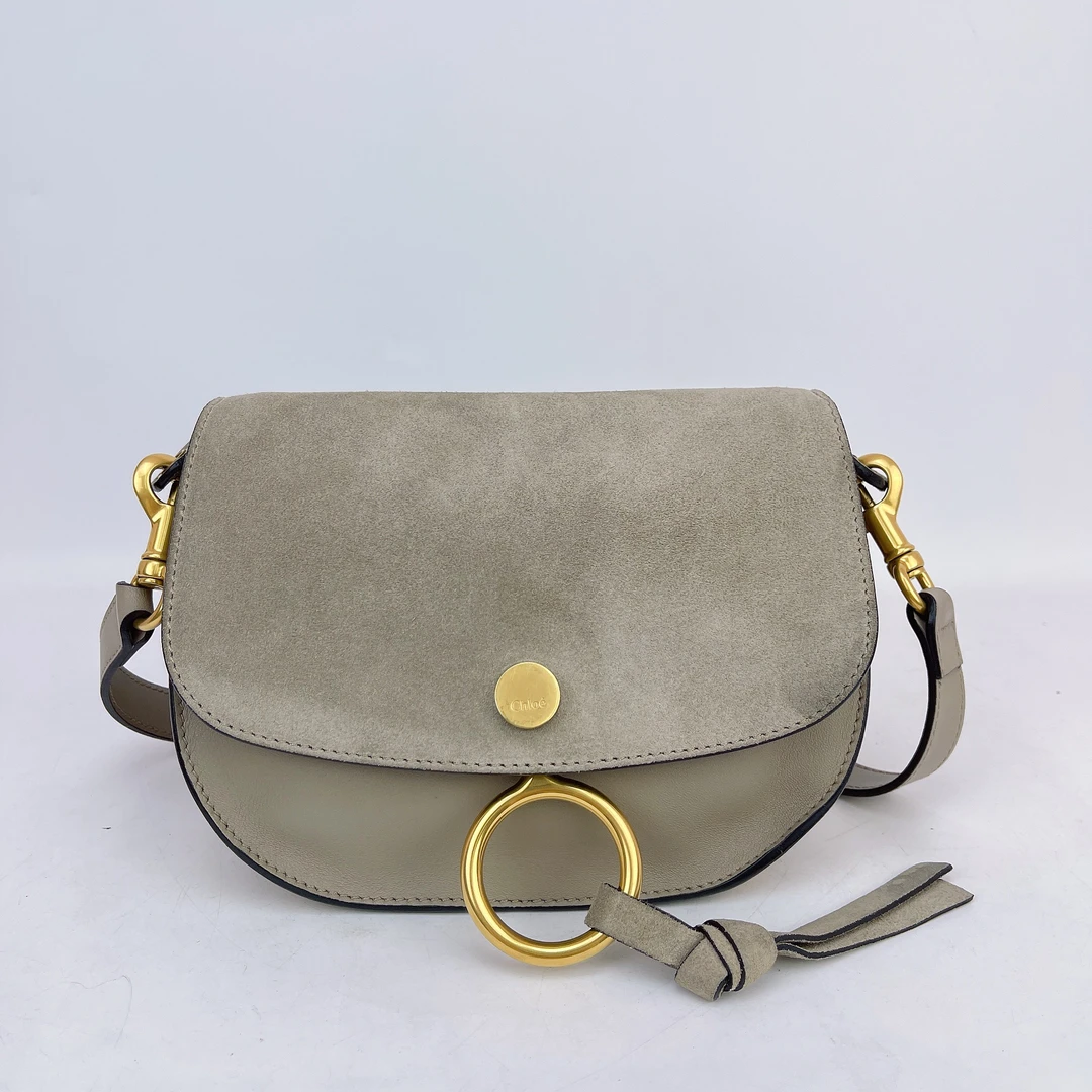 95新 Chloe/蔻依 蔻依 灰色牛皮斜挎包底长15 K747