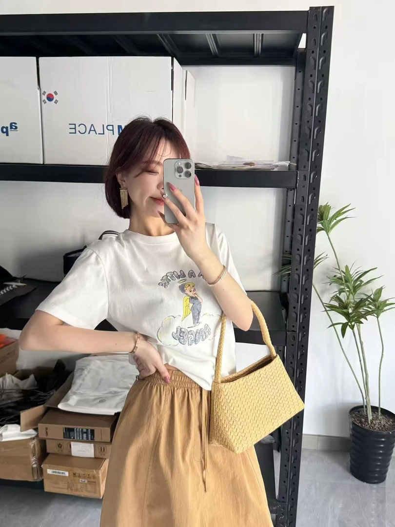 0480【夏季新款】前印小天使韩系百搭圆领T恤