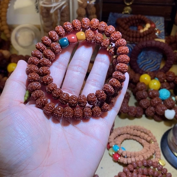 吊坠金刚菩提106玉化双圈红绿珠