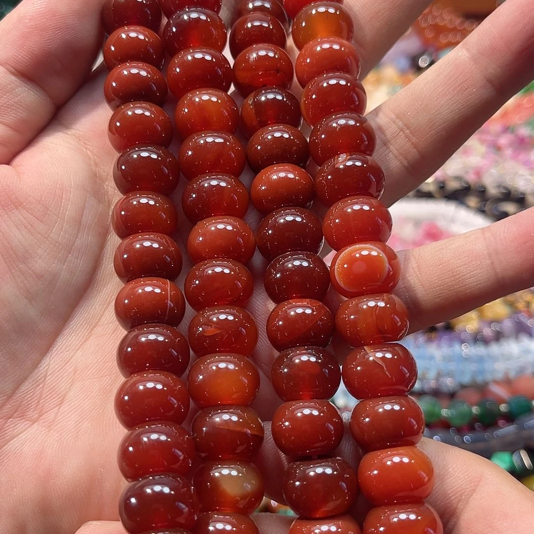 玛瑙/玉髓合金珠宝半成品玛瑙算盘14mm一条