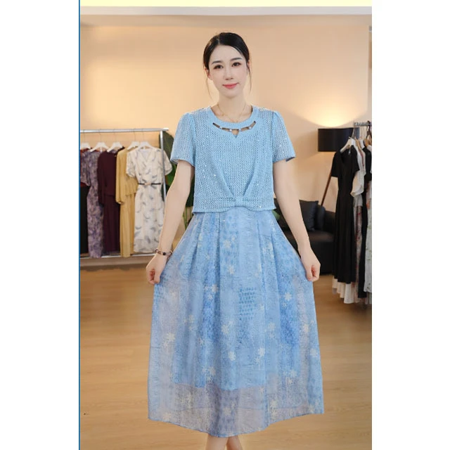 L1120淑女风气质碎花连衣裙2025年夏季收腰显瘦减龄洋气大摆裙子