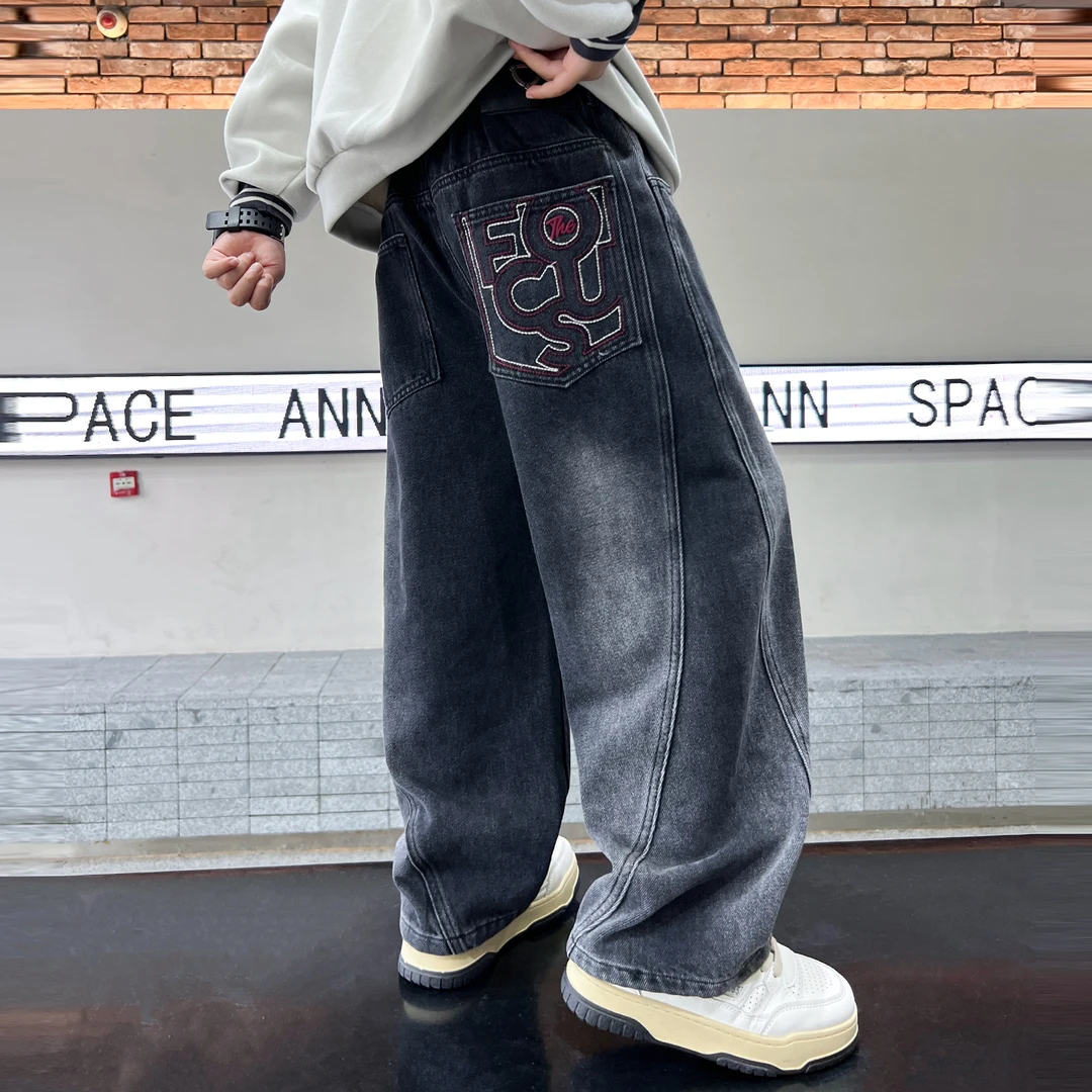 男童春秋款牛仔裤2025新款长裤中大儿童男孩秋装潮【百岁童】A5222