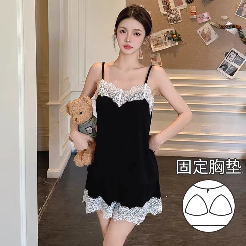 丹姐家-6603蕾丝短袖短裤家居服套装