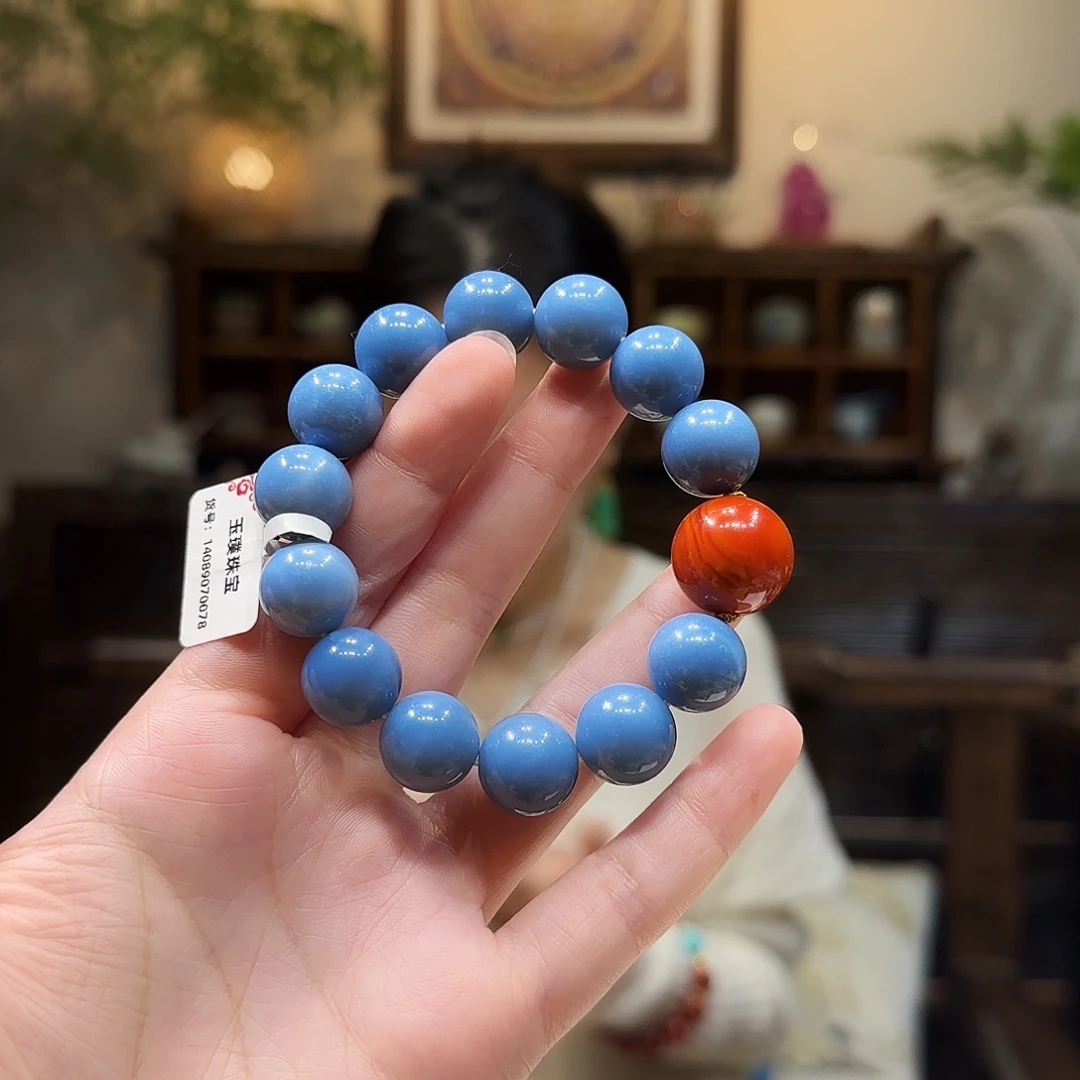 欧泊未镶嵌手串蓝澳宝14mm手串