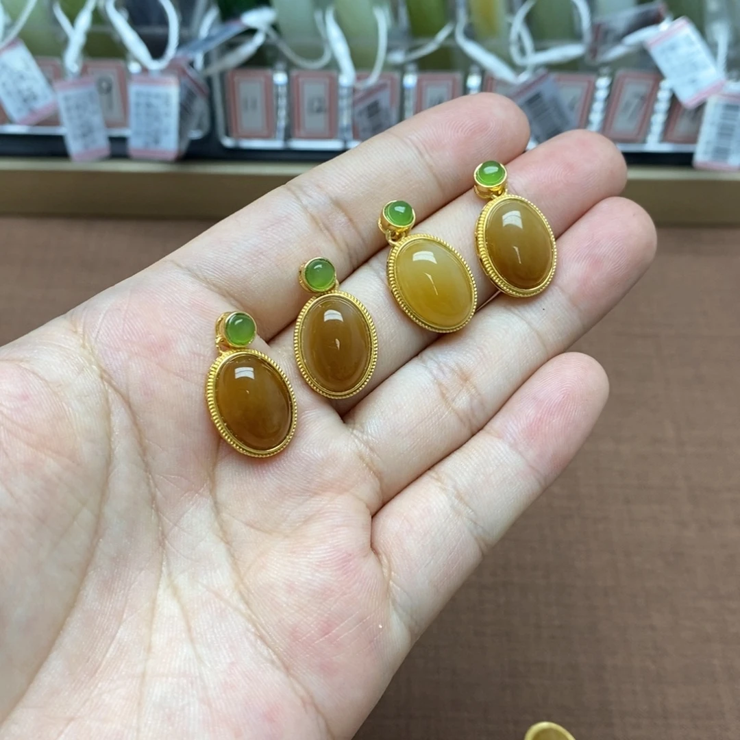 和田玉银S925镶嵌吊坠(不含链)拍一发一