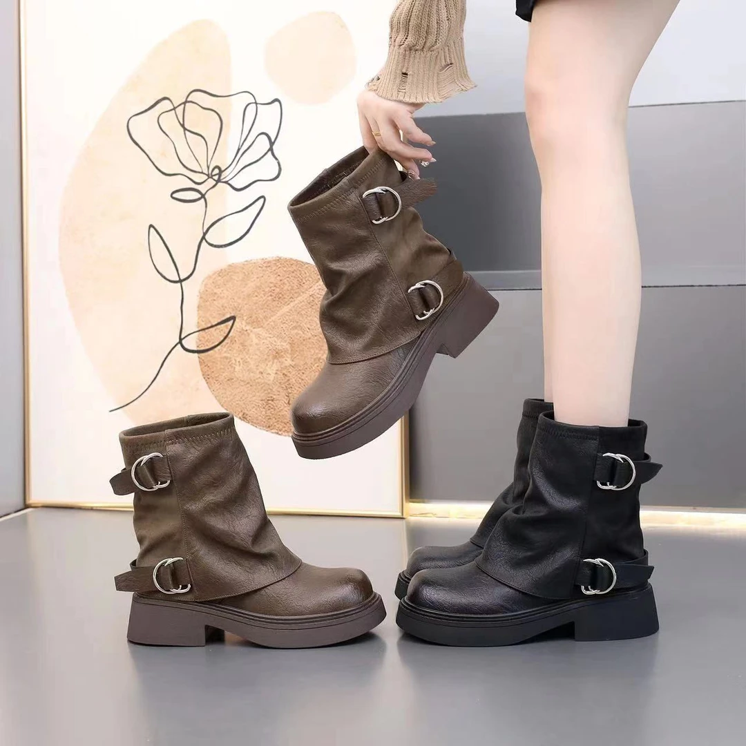 9029 女士百搭休闲时尚堆堆靴 HM