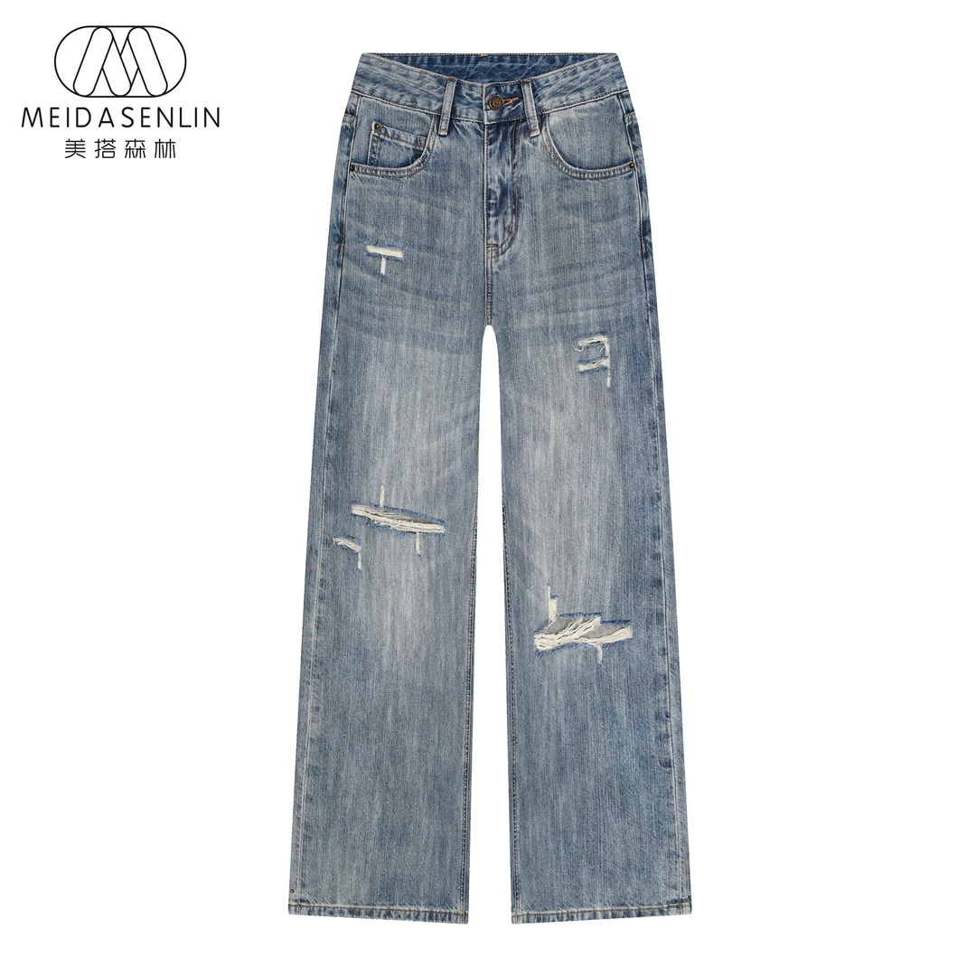 202【马？拉】夏季5薄款-天竺棉破洞直筒牛仔女款16200