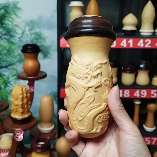 好***子范制葫芦棒子黑檀木口盖黄杨木蒙心送簧