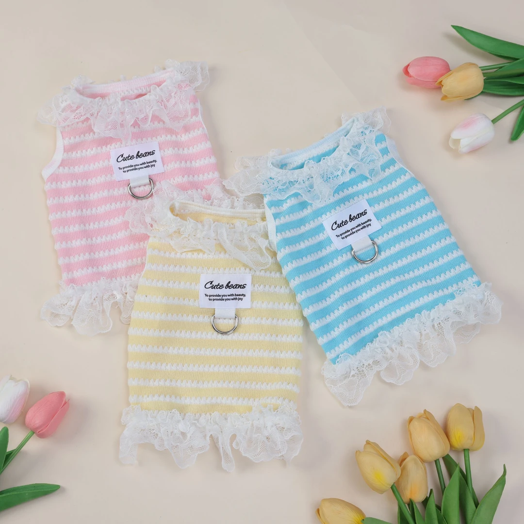 新款夏季薄款宠物衣服狗狗衣服猫咪衣服舒适背心带扣博美小狗衣服