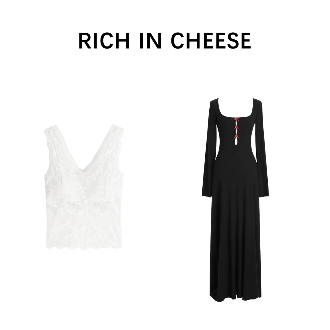 RICHINCHEESE 酒心玫瑰 连衣裙两件套显瘦打底法式蕾丝轻奢拼接