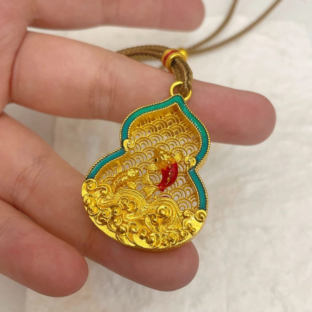 合金吊坠 线下同款故宫系列彩色锦鲤葫芦