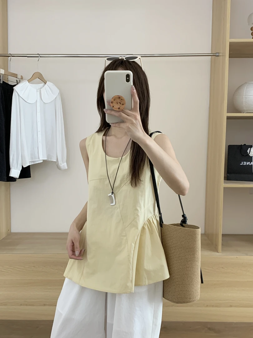 夏季2025新款气质复古克莱因蓝休闲气质减龄百搭吊带背心短款上衣