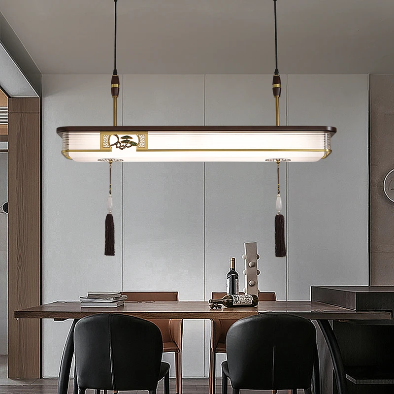 新中式客厅吸顶灯实木现代创意简约卧室书房餐厅灯圆形长方形灯具