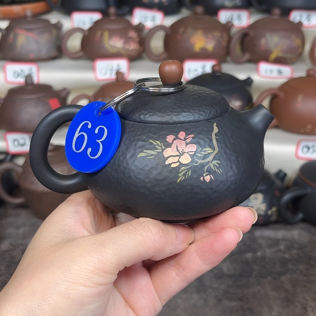 190毫升纯手工锤纹刻填胖墩壶