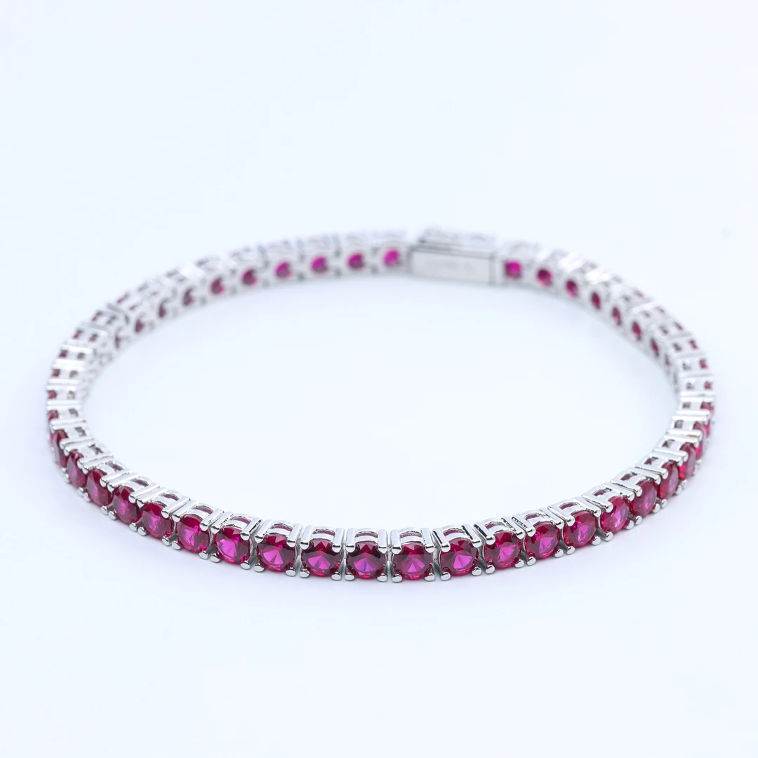 培育红宝石经典时尚简约轨道镶嵌满镶手链 y081