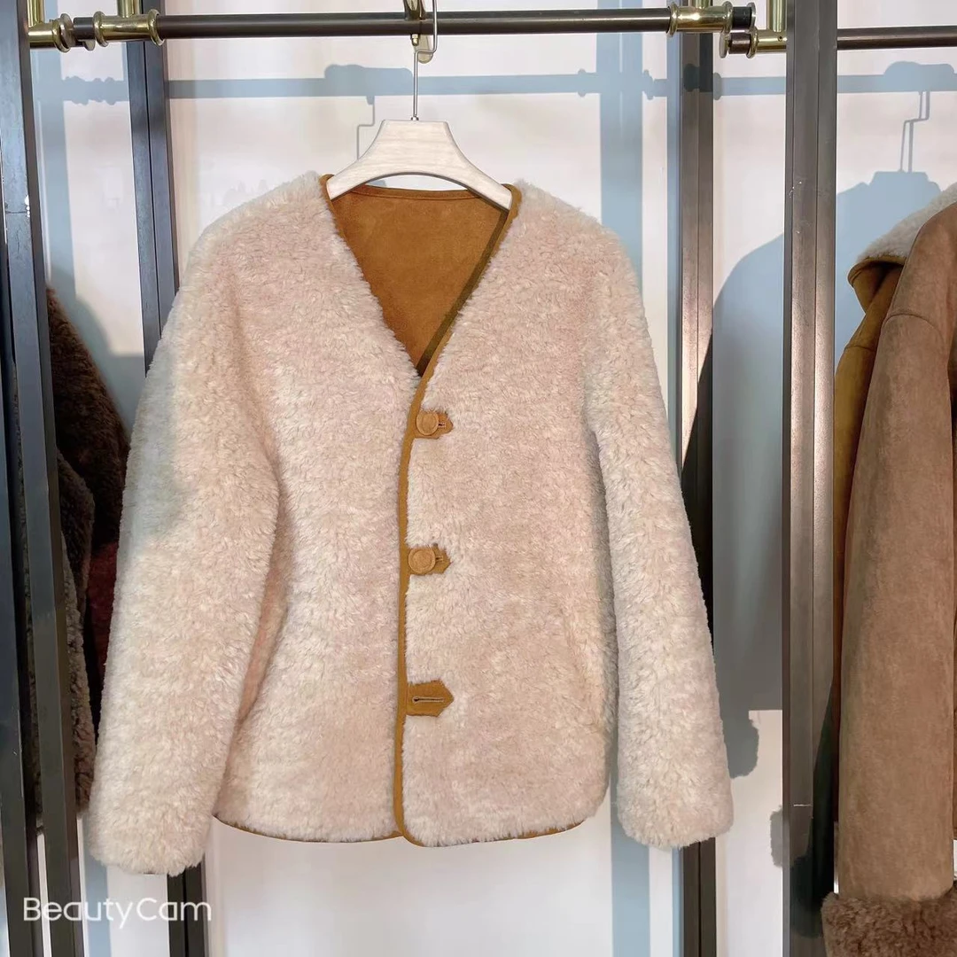 【刘大美】海宁源头厂家澳洲羊毛中长款V领保暖加厚羊毛外套YT8865