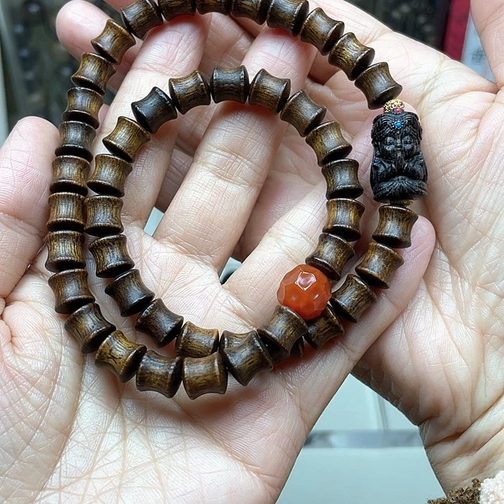 沉香手串大*越南富森红土沉