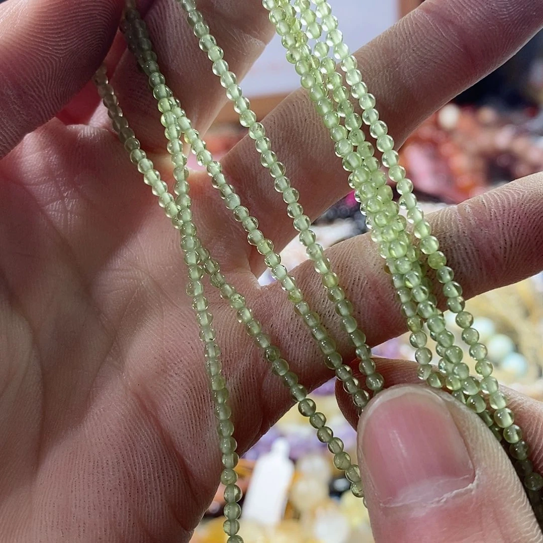 玛瑙/玉髓珠宝半成品未镶嵌一条天然2mm橄榄石圆珠