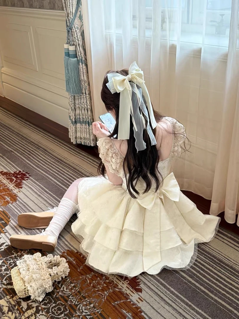 TIANSHA- 绵绵奶糕 立体重工提花多层蛋糕裙重工蕾丝连衣裙