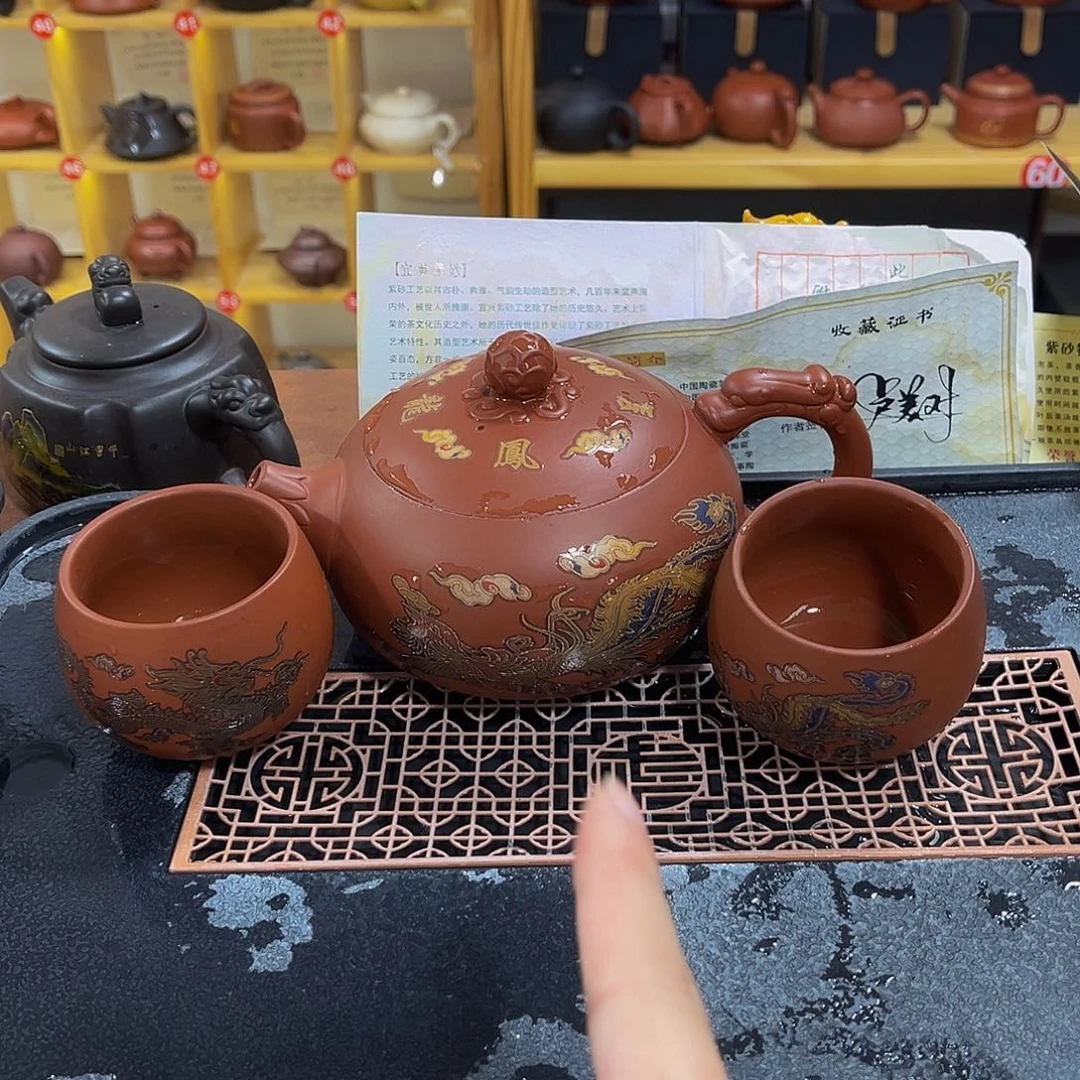 紫砂茶案紫砂壶500cc6主人杯