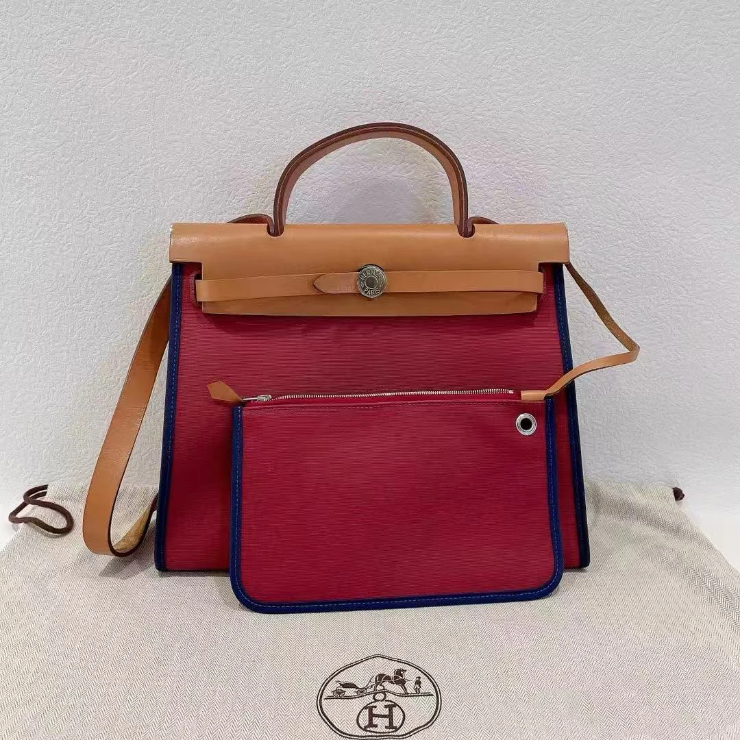 95新 Hermes/爱马仕 爱马仕herbag暗红色手拎包25040064-01