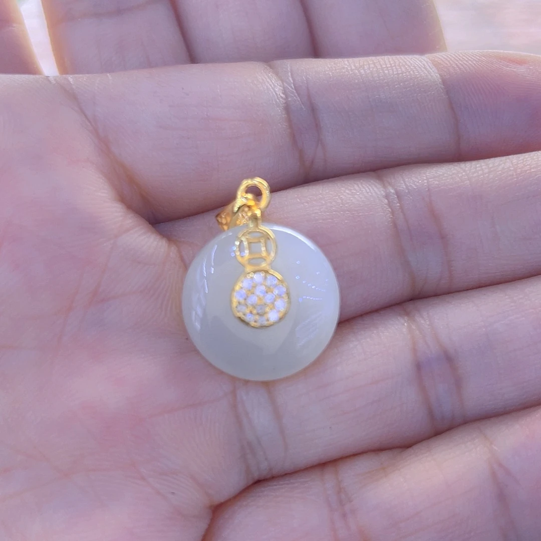 和田玉银S925镀金镶嵌颈饰