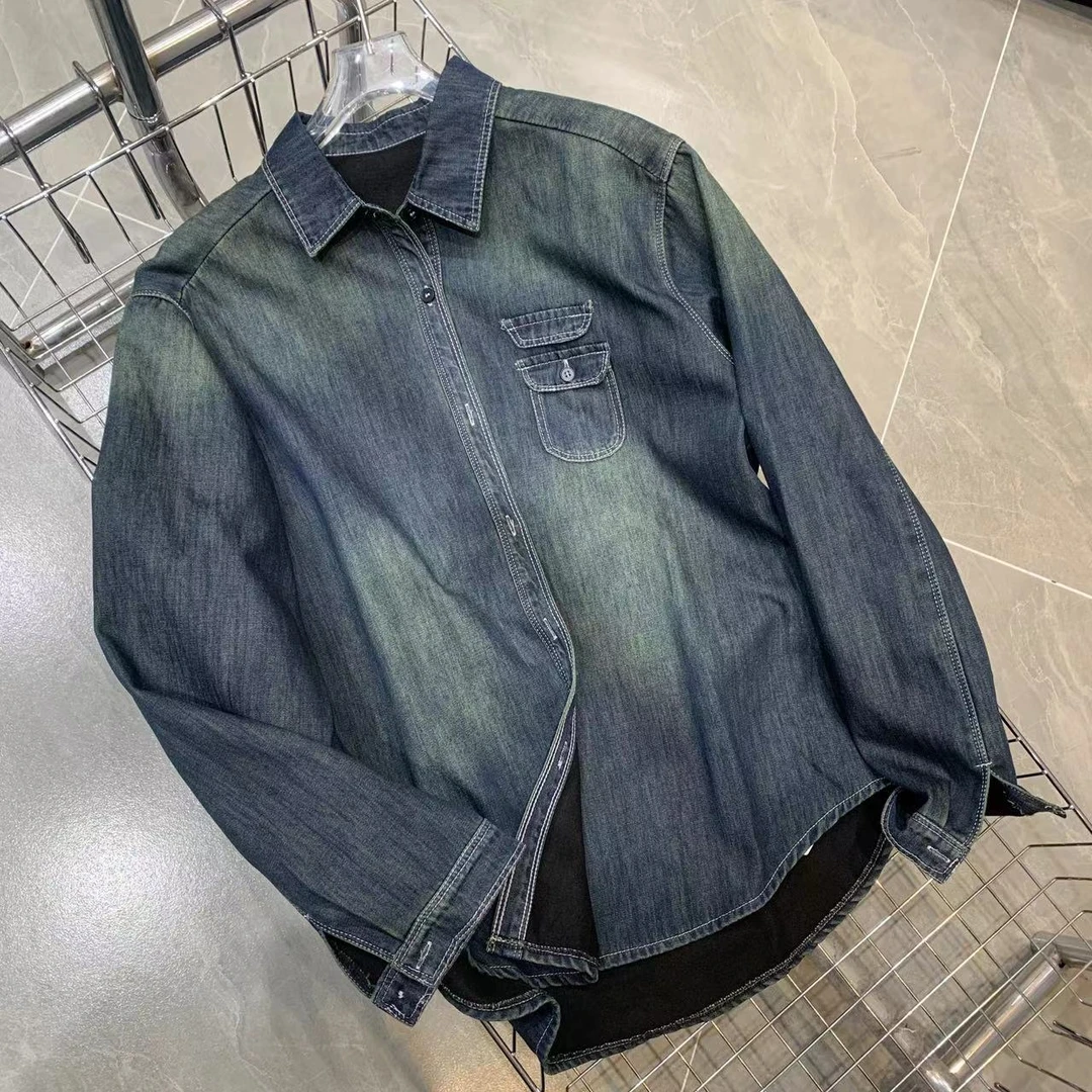 Manmi 复古水洗加绒牛仔衬衫 7366（C5）