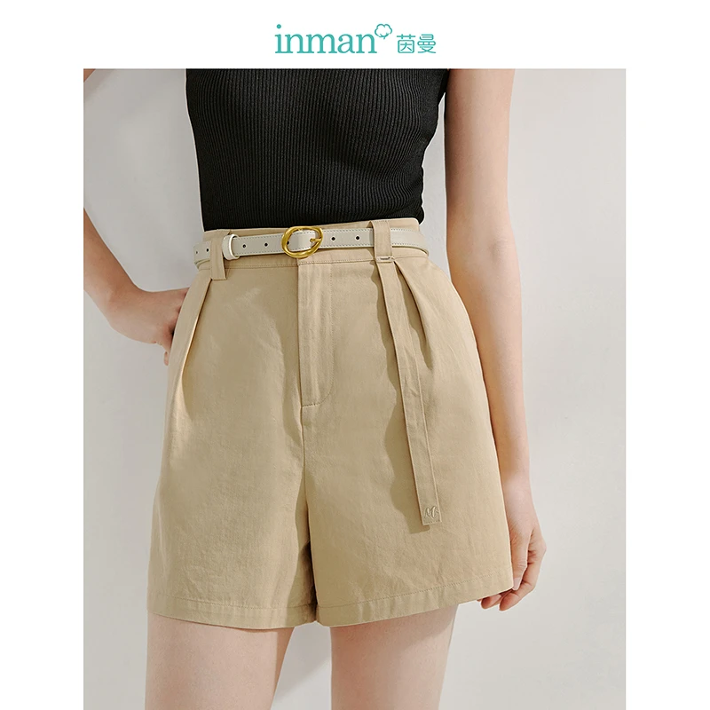 【茵曼女装】茵曼度假短裤半松紧高腰阔腿裤子W18424309