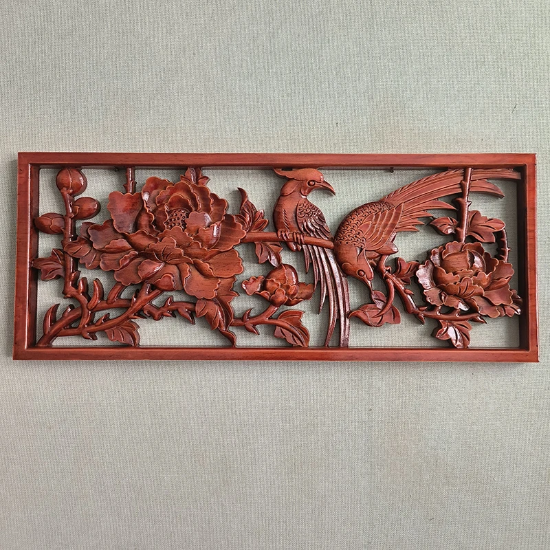 东阳木雕实木木质雕刻新中式长方形挂屏客厅背景墙装饰品工艺壁挂