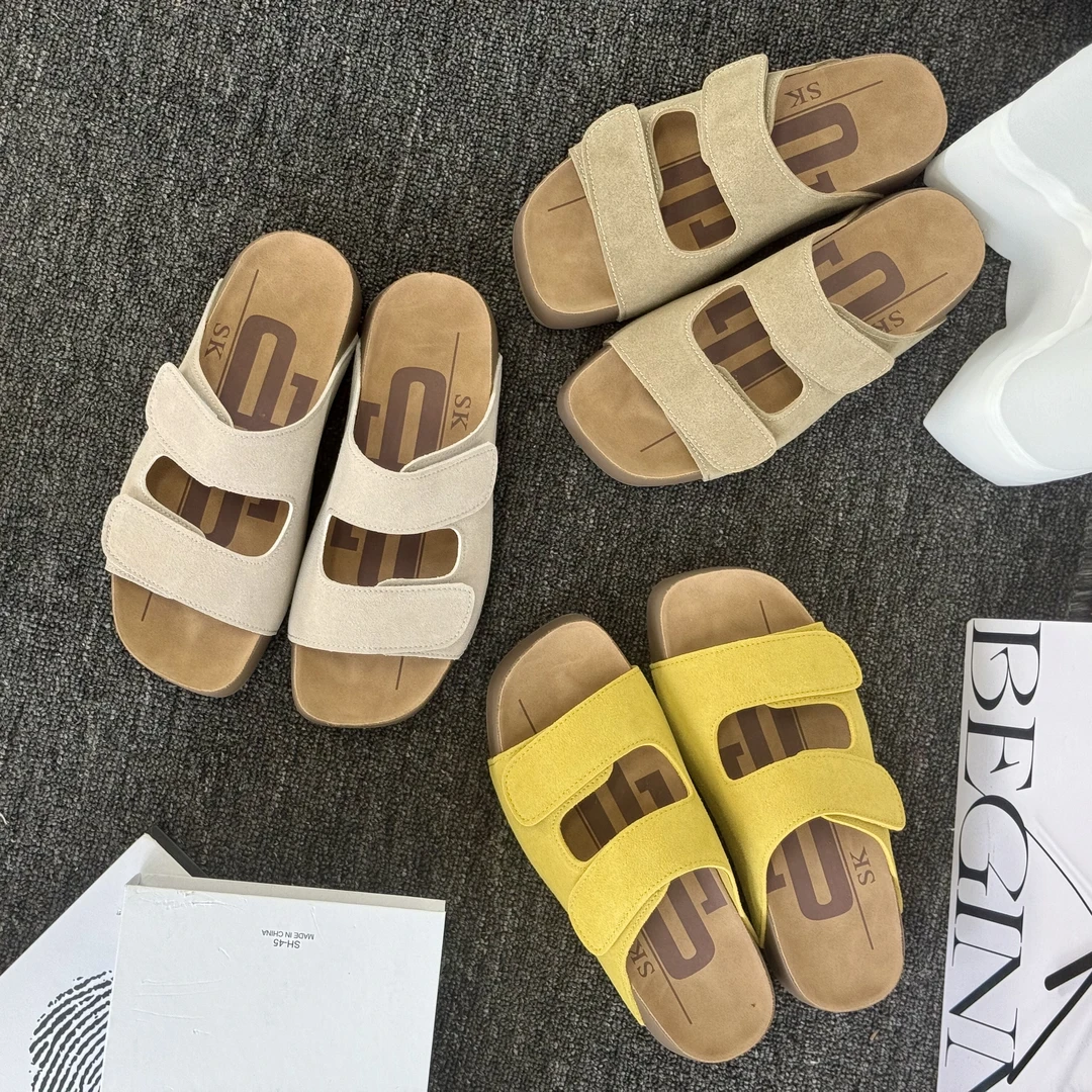 SK丑萌森系魔术贴勃肯鞋厚底外穿软底拖鞋S823