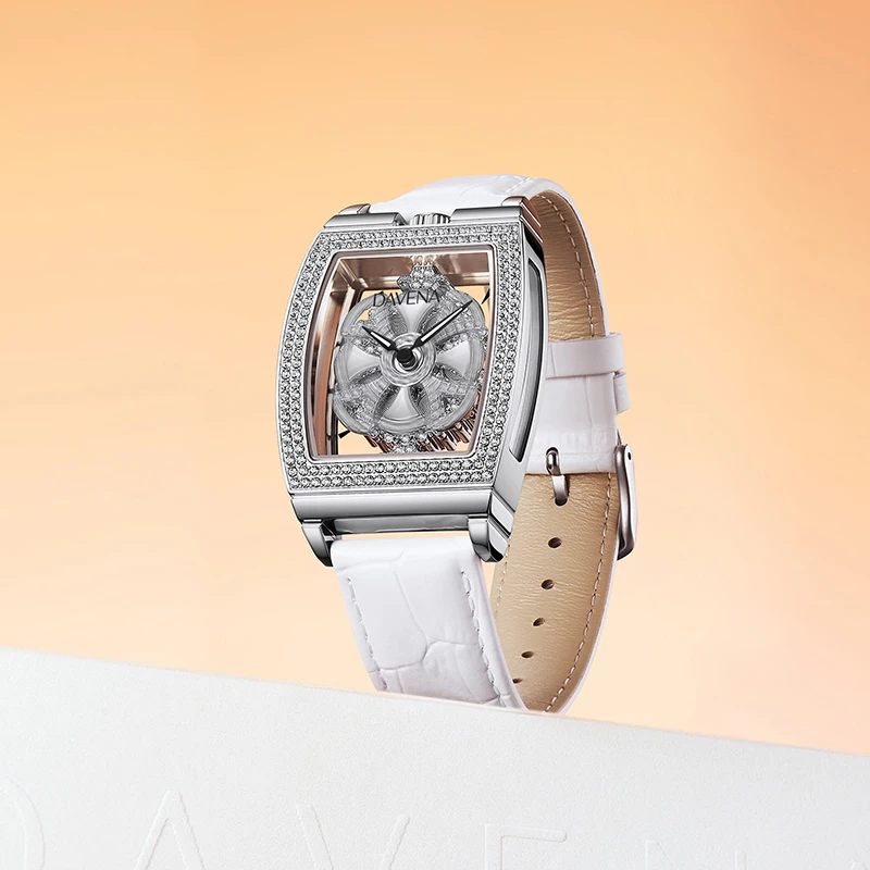 【官方直营】DAVENA蒂玮娜时来运转系列小舞裙镂空旋转气质石英女表