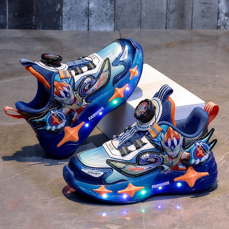 奥特曼童鞋男童运动鞋2025秋季新款皮面舒适3-6岁8男孩跑步运动鞋