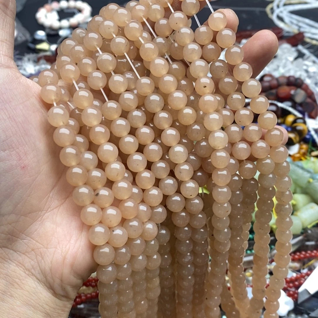 玛瑙/玉髓未镶嵌珠宝半成品一条8mm藕粉玉髓优化
