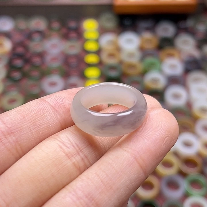 和田玉戒指未镶嵌17.2 冰底一口紫